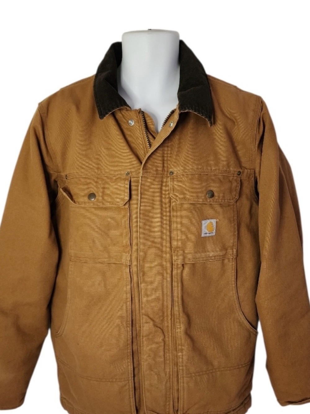 Carhartt Brown Duck Jacket with Dark Corduroy Collar